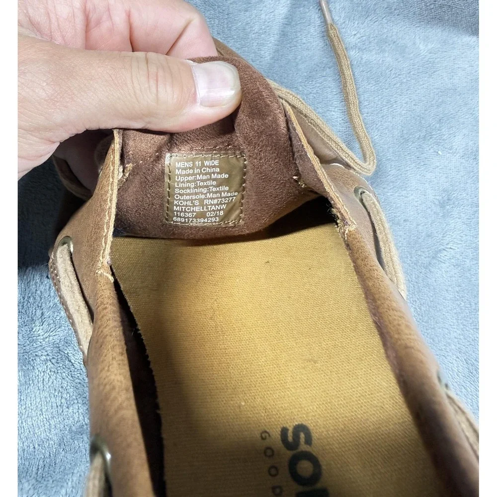 Sonoma Boat Shoes Mens Size 11W Brown Faux Leather Lace Up Casual Deck Nautical
